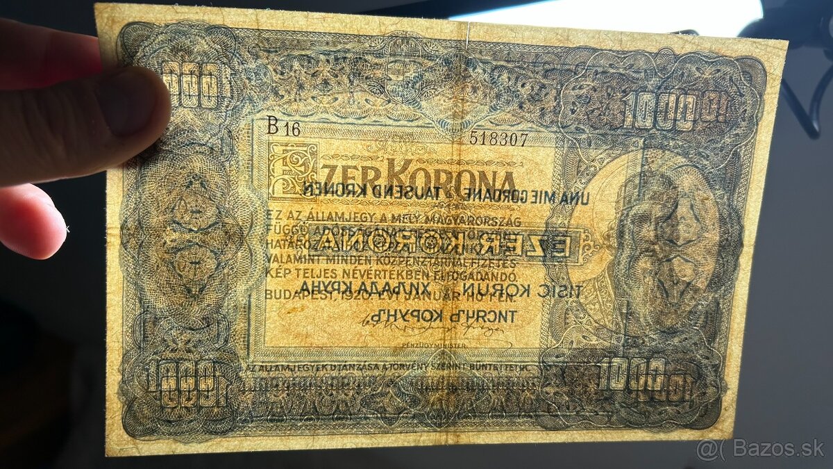 Bankovky Maďarsko 1000 Korona 1920 a 10 Mil B Pengo UNC - 8