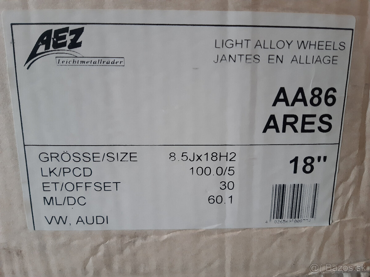 5x100 R18 -nové AEZ Ares AA86 - 8