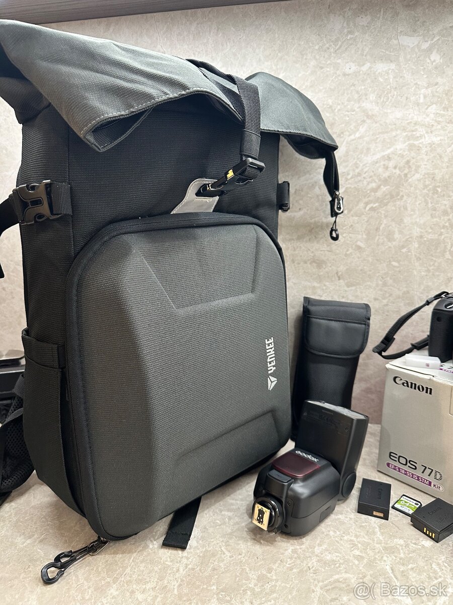 Canon EOS 77D + objektív 18-55mm + Godox blesk + príslušenst - 8