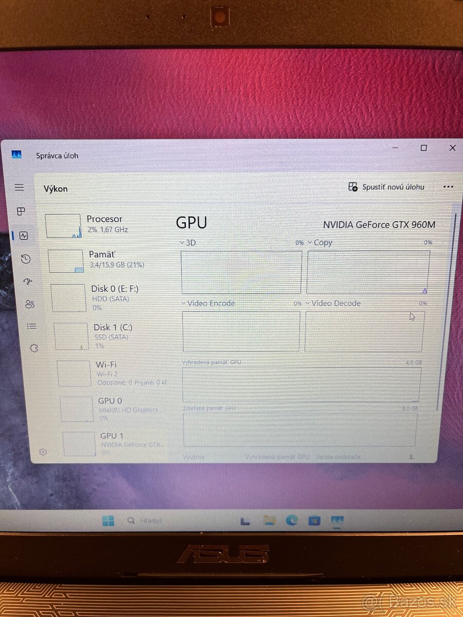 ASUS ROG G552VW, i7 6700HQ, 16Gb Ram, Gtx 960M, 256Gb SSD - 8