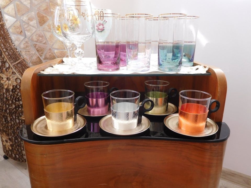 Karafa +6 pohárikou, Borske sklo poháre jubilejné, - 8