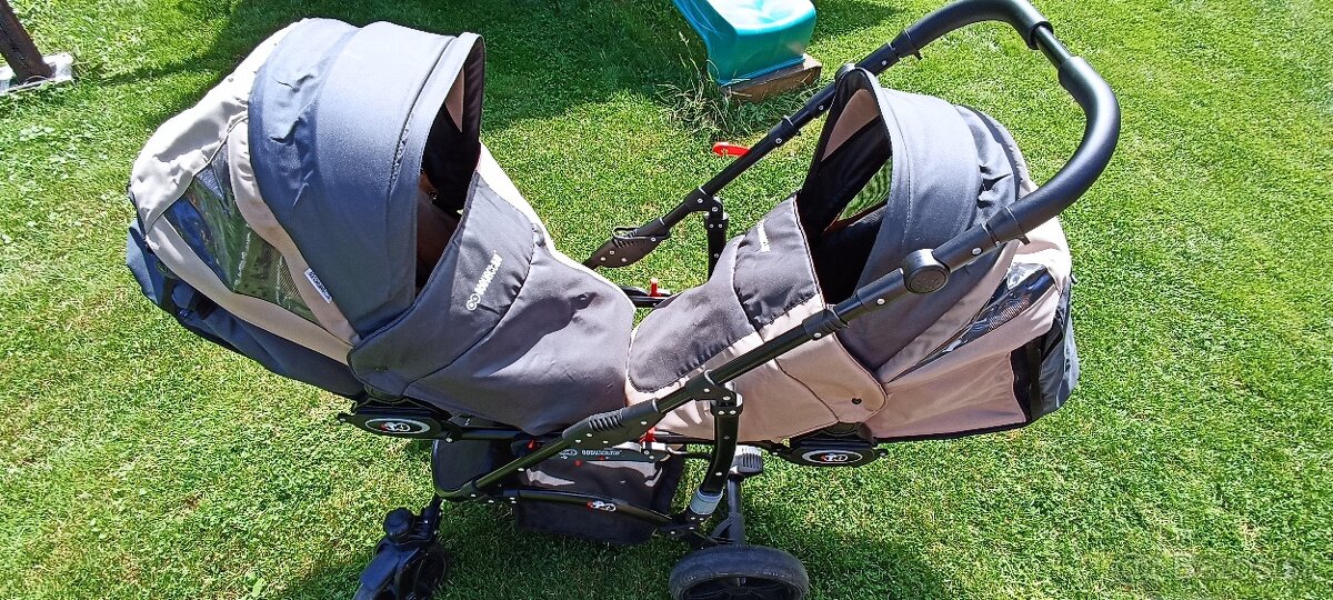 Kočík pre dvojičky/ súrodenecký kočík a vajíčka do auta - 8
