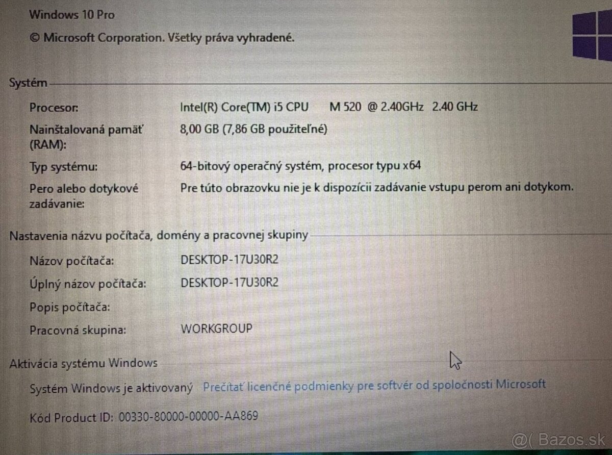 Notebook Lenovo ThinkPad T510 i5 / 8GB RAM / 240GB SSD - 8