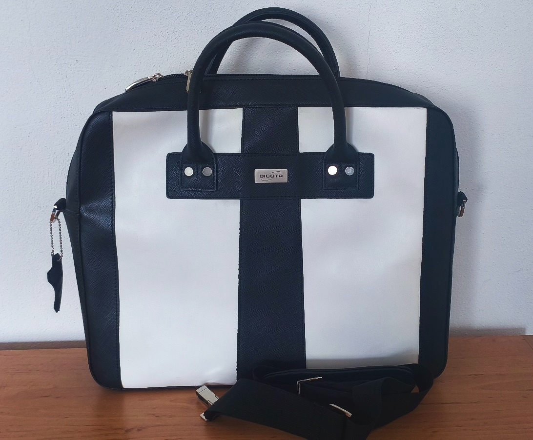 Elegantná taška Dicota na 13,3“-15,6“ notebook, bielo-čierna - 8