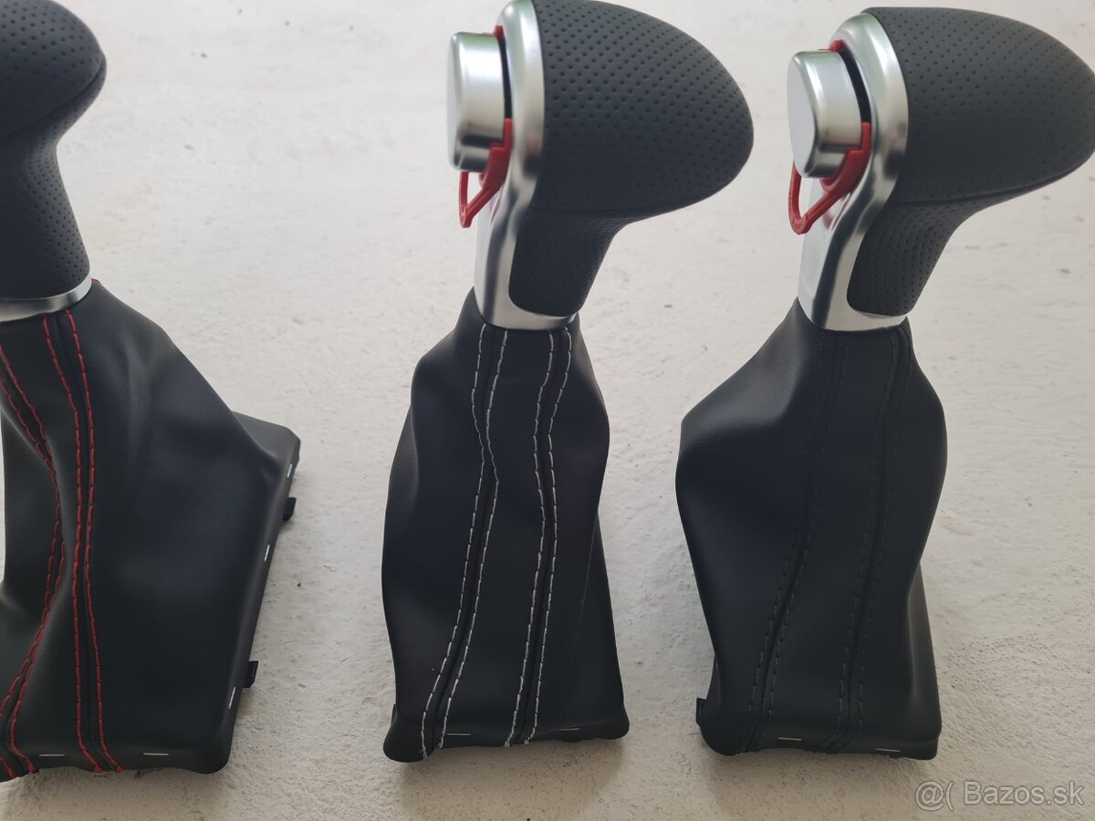 Radiaca páka pre automat AUDI / čierna biela červená nitka - 8