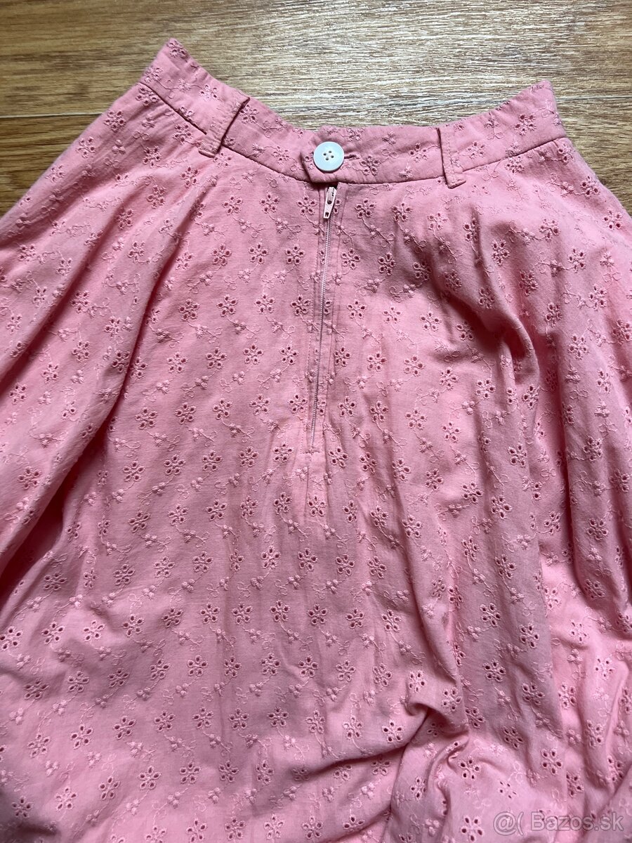 Hearts and found ružová madeirová midi sukňa XS - 8