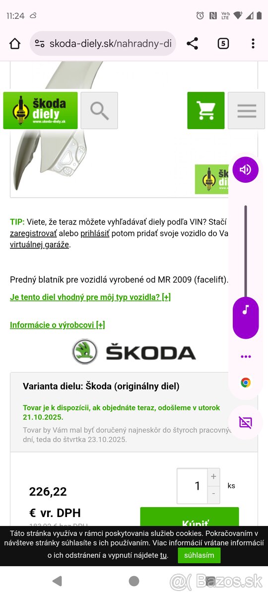 Skoda octavia 2 face blatník - 8