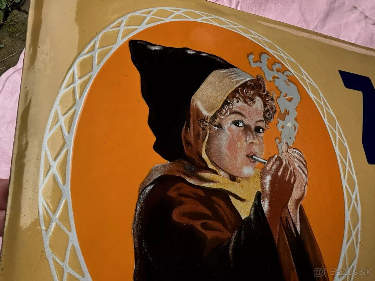 Smaltovaná ceduľa. Originálna smaltovaná ceduľa. CIGARETY ZU - 8