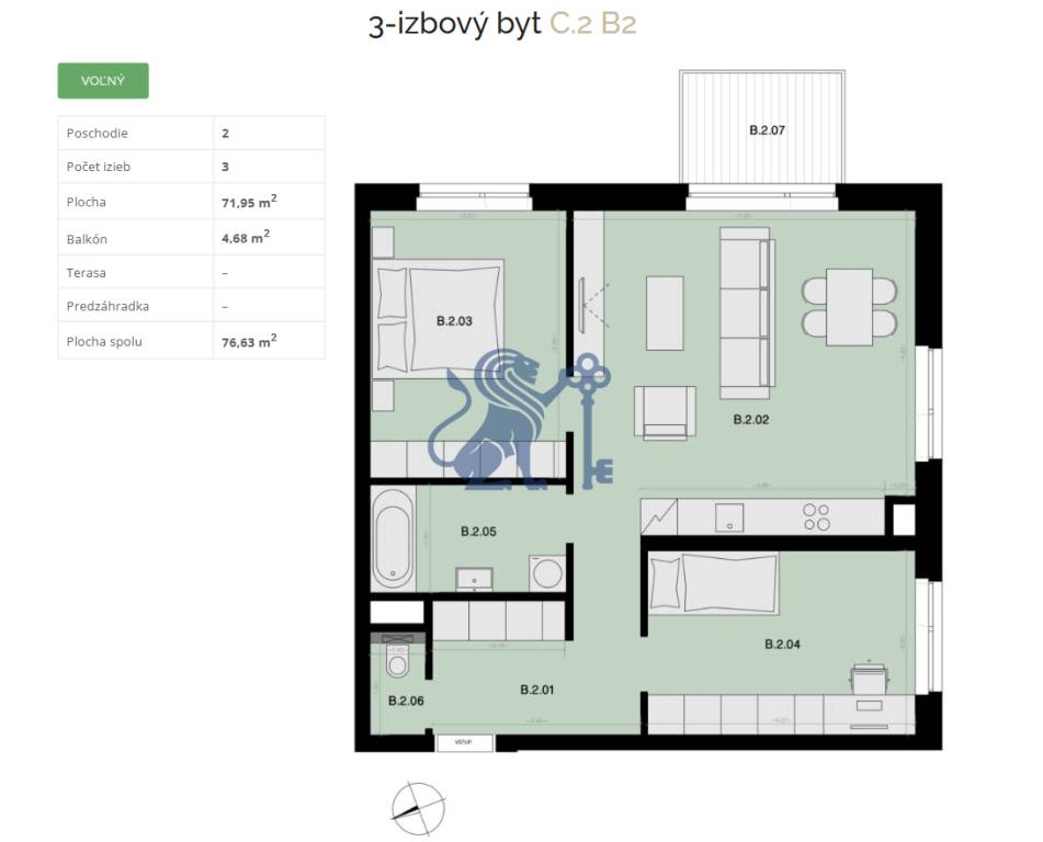 Na predaj 3-izbový byt s balkónom - B2 - 8