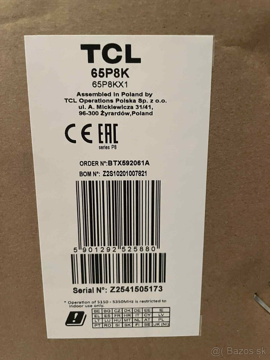 Predám televízor TCL 65P8K - 8