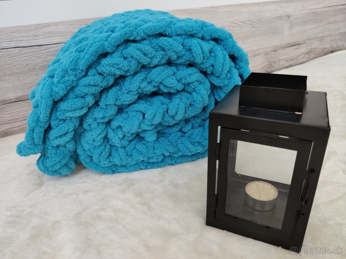 Pletená detská deka tyrkysovo modrá - 8