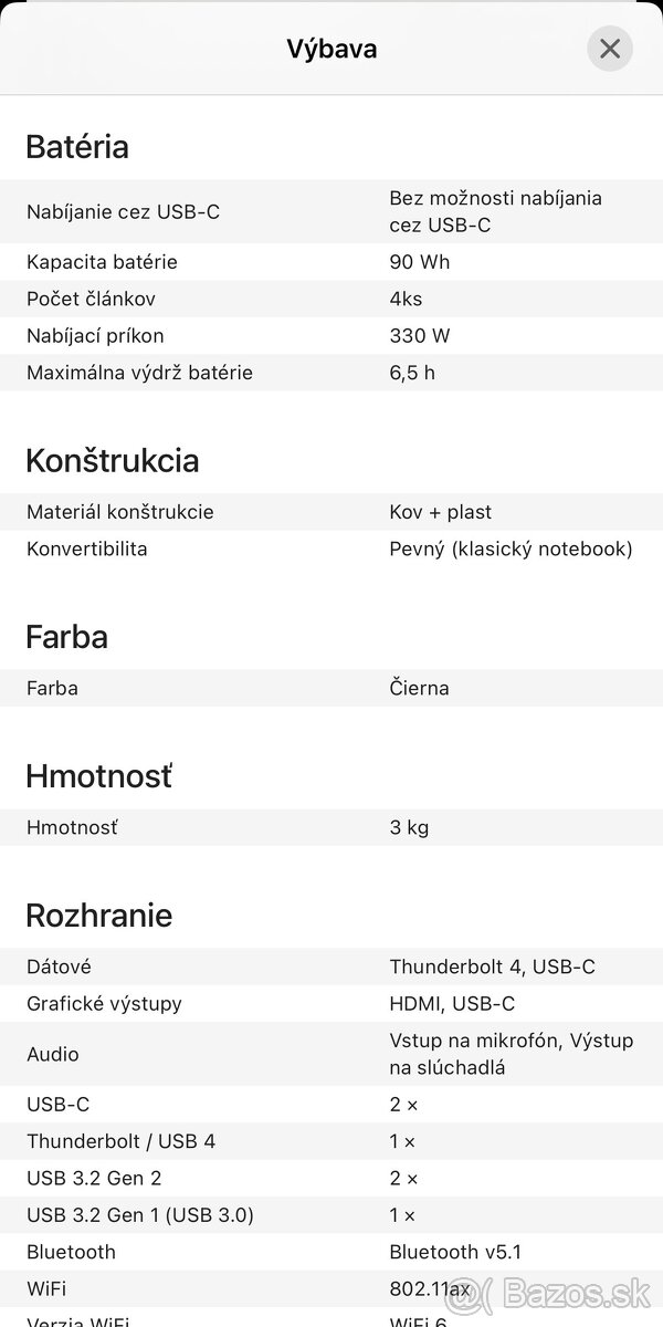 Predám herný notebook Acer Predator Helios Neo 16 Obsidian - 8