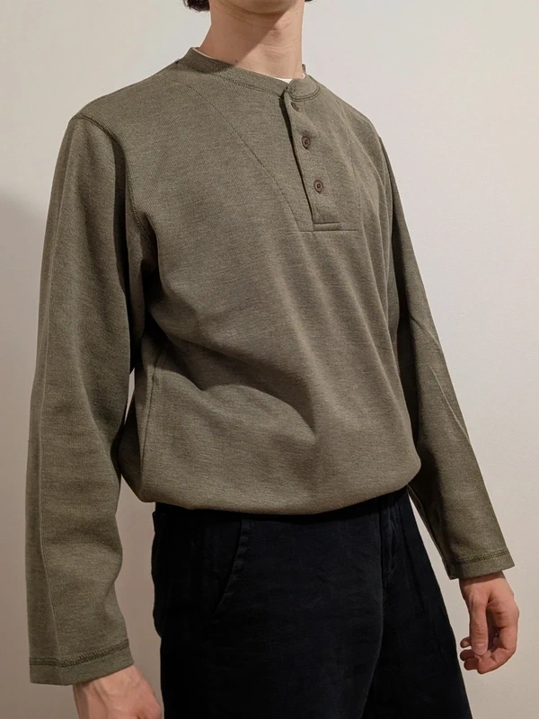 Henley LongSleeve olivovo zelené tričko s gombíkmi Denver Ha - 8