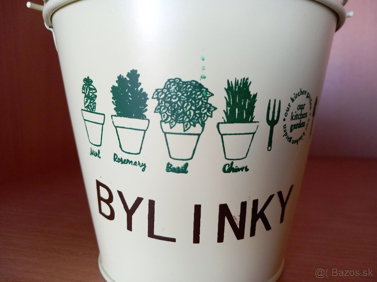 Sada 2ks kovové vedierka, obaly na kvetináče s bylinkami - 8