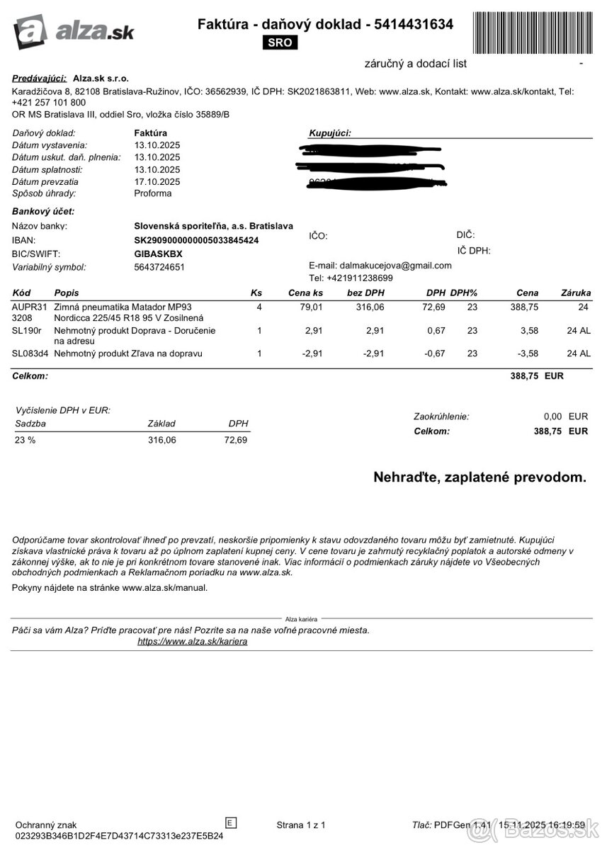 Nové zimné gumy MATADOR MP93 NORDICCA 225/45 R18 95V - 8