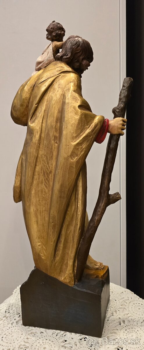 Socha sv. Krištofa s Ježiskom polychromia - 8