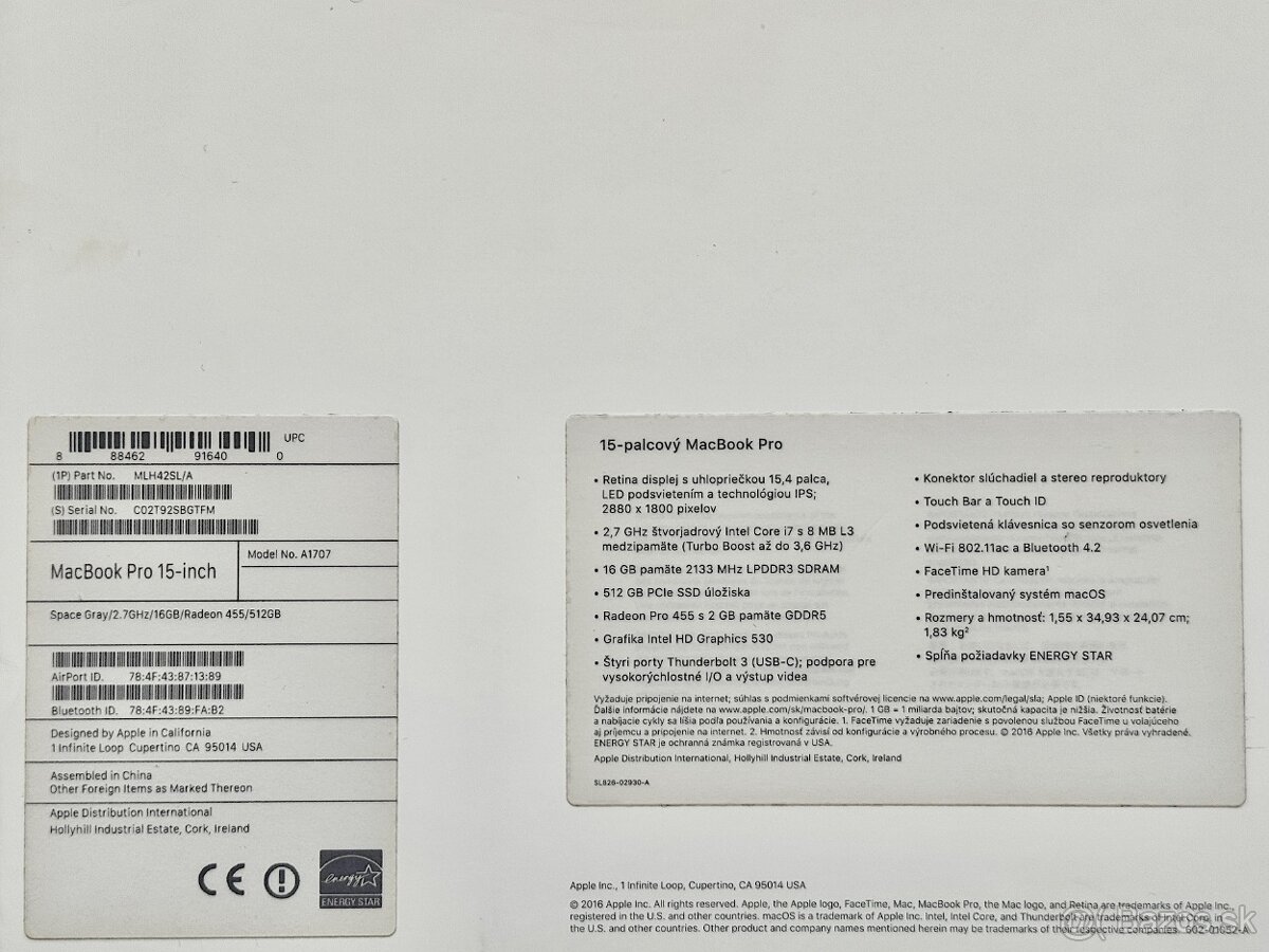 MacBook Pro 15" i7-2.7GHz,4j/16GB/512GB, Touchbar - 8