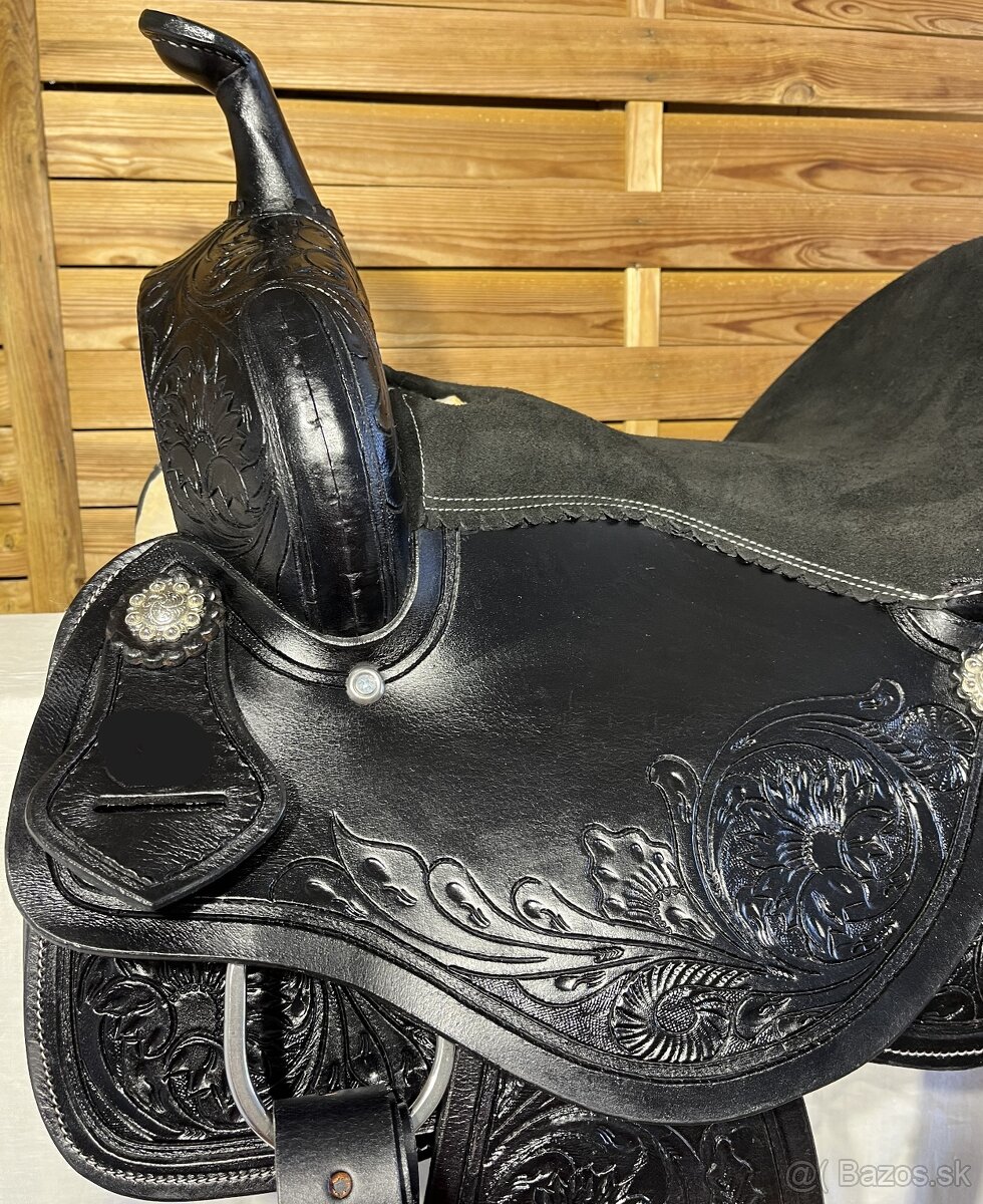 Westernový sedlový komplet 15) černé Floral - 8