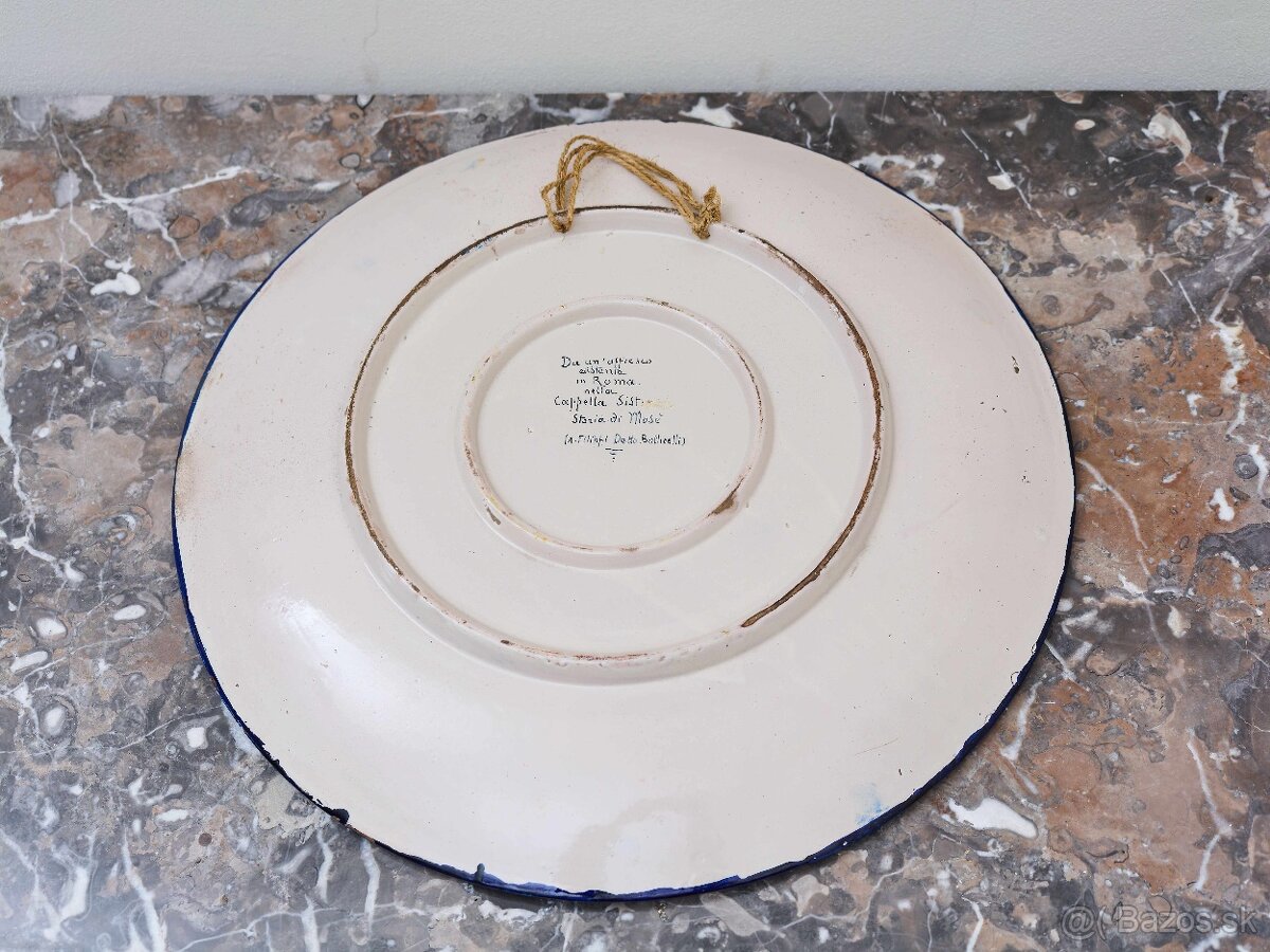 Obrí taliansky tanier s portrétom podľa Botticelliho 52 cm - 8