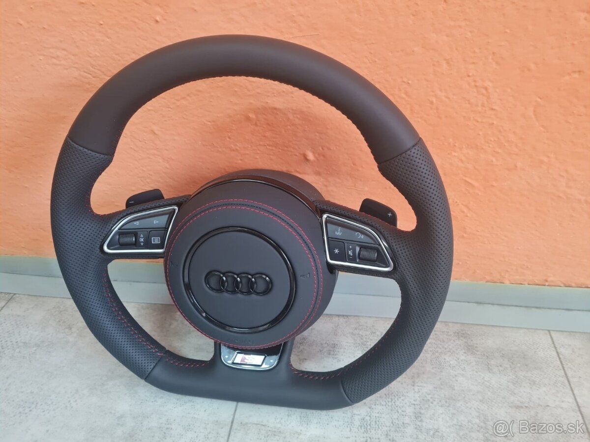 AUDI MULTIFUNKCNY VOLANT S AIRBAGOM A PADLAMI, červená niť - 8