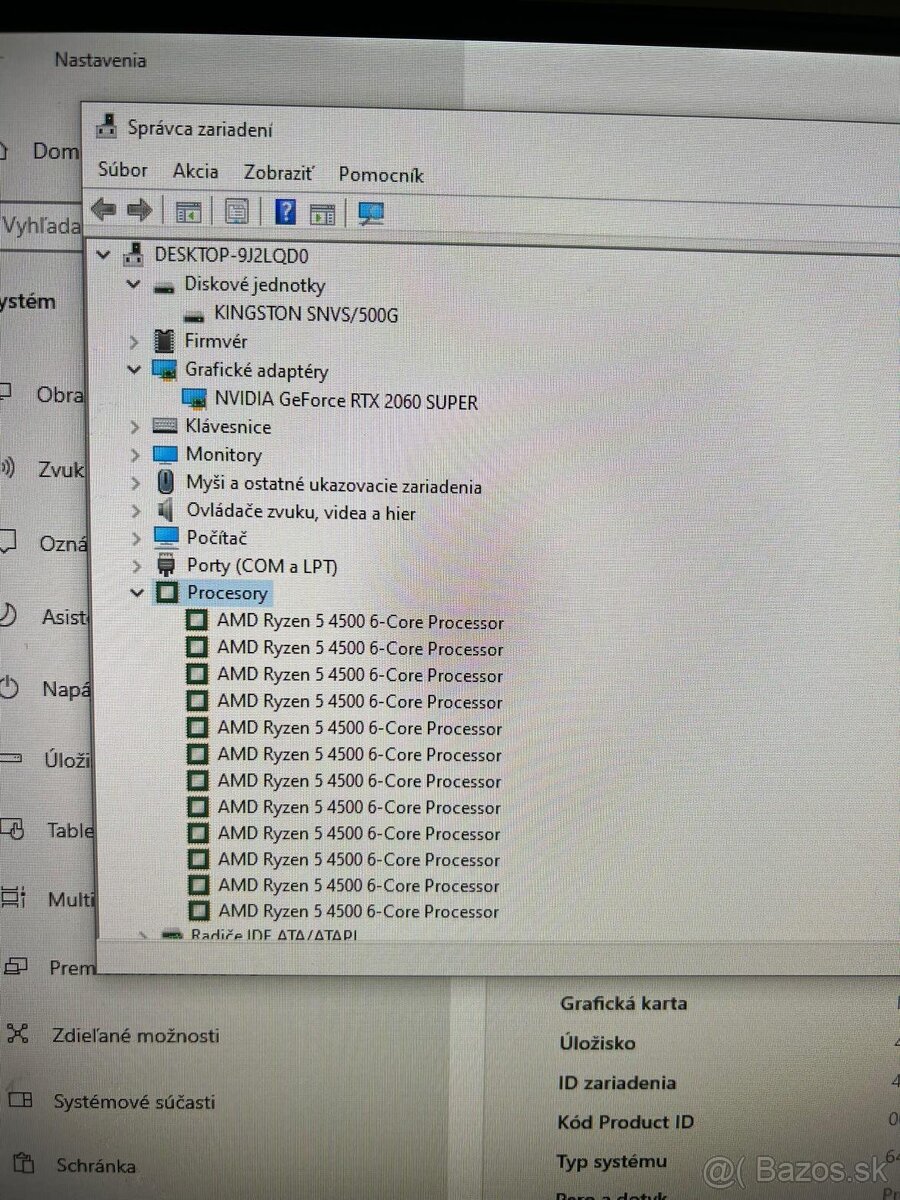 Predám herný PC Ryzen 5 RTX 2060 Super - 8