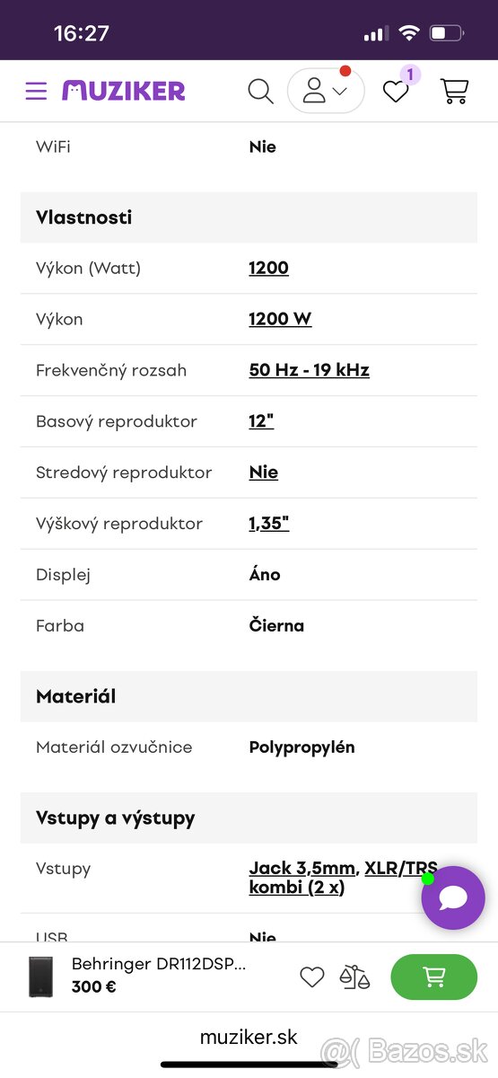 Predám repro Behringer DR112DSP - 8