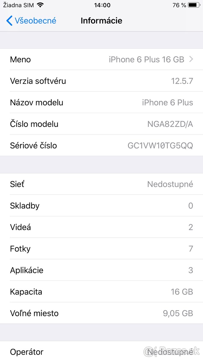 PREDÁM - apple iPhone 6 PLUS, 16 GB - 8