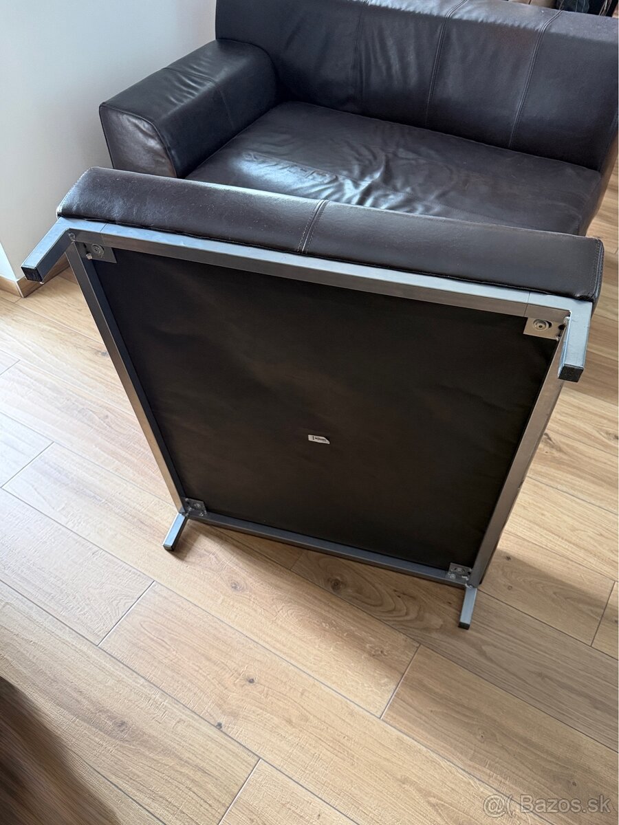 kožená sedačka s taburetkou IKEA - 8