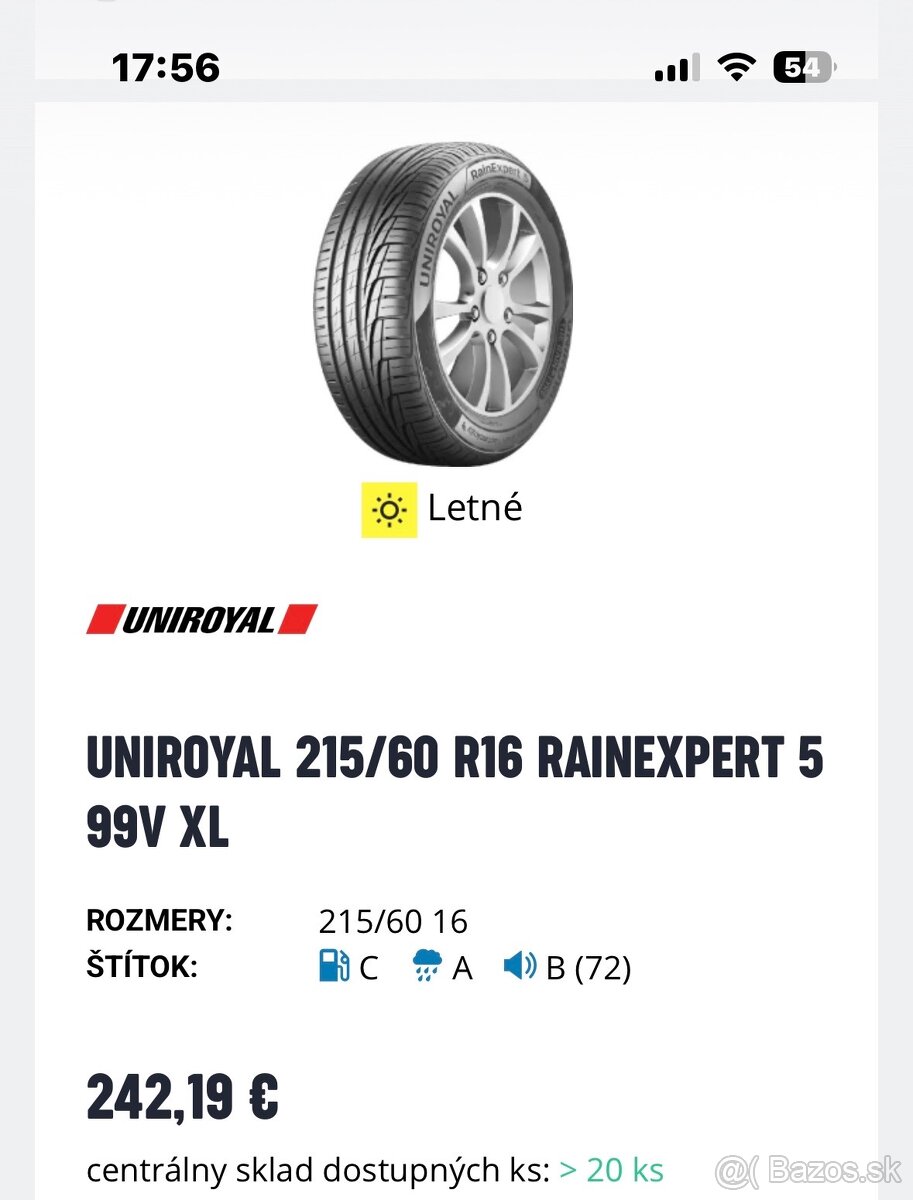 Letné pneumatiky 215/60 r16 - 8