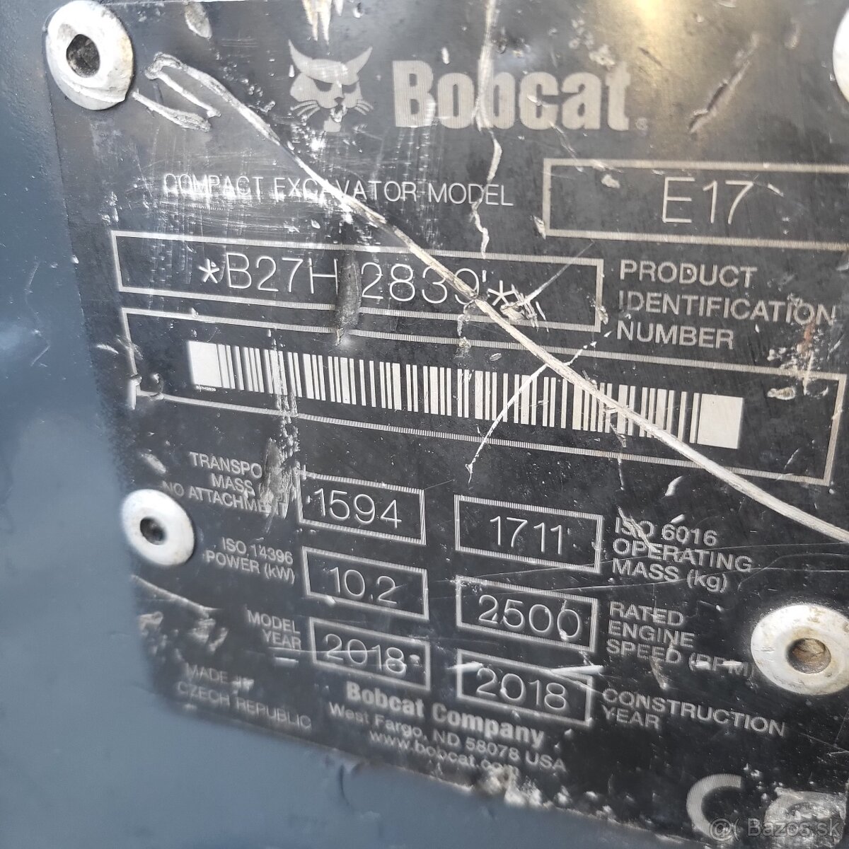 BOBCAT E17 r.v.: 2018 - 8