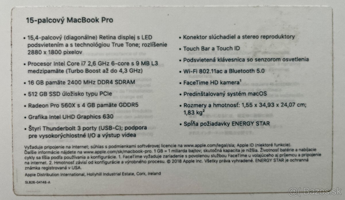 MacBook Pro 2018 15-inch, 16GB, 512GB SSD - 8