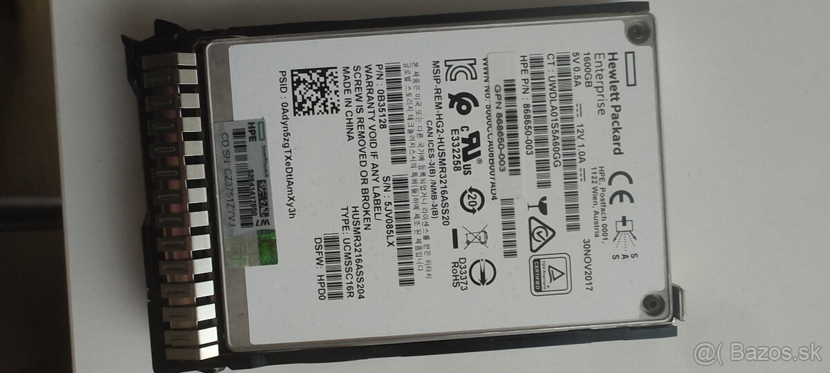Originalne HPE SSD disky G9, G10 - 8