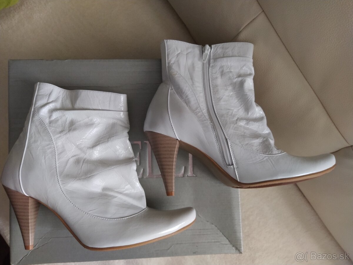 NOVÉ kožené biele jesenné čižmy veľ. 37 (osobný odber) - 8