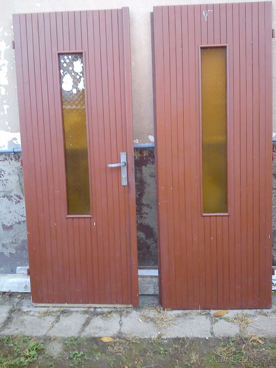 DVOJKRÍDLOVÉ VCHODOVÉ DVERE Z MASÍVU, - 8