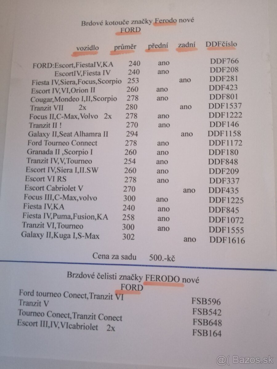 Brzdové kotouče, desky, obložení Ferodo - 8