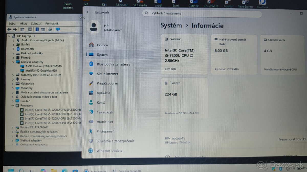 HP Laptop 15-bs0xx notebook, i5, 8GB RAM, 240GB SSD - 8