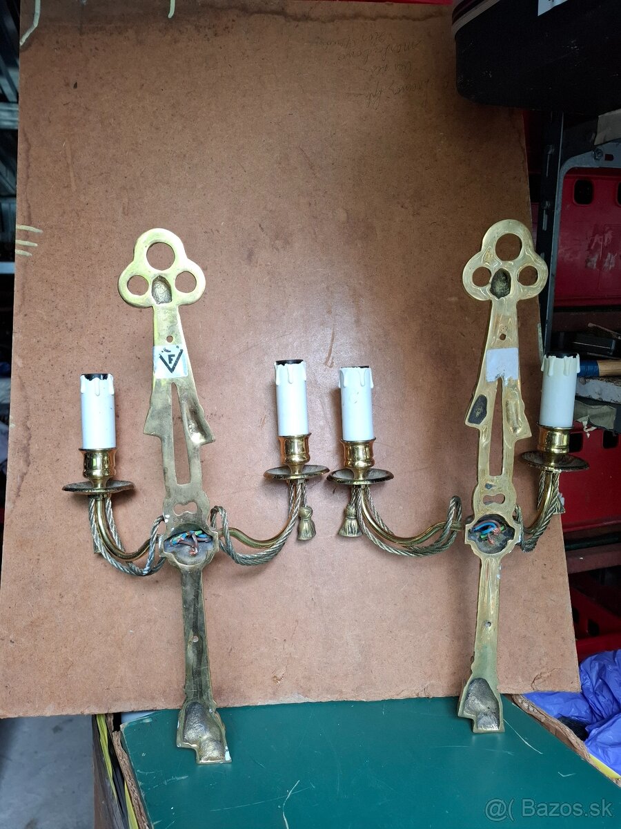 Predám staré mosadzné nástenné svietniky - 8