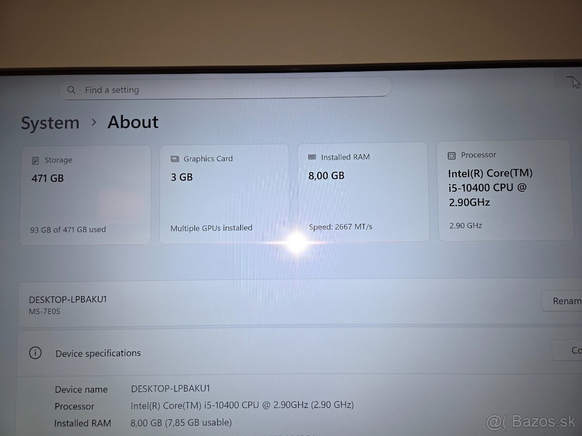 PC i5-10400, 8GB, 256GB SSD, GTX660 Ti, Win11 - 8