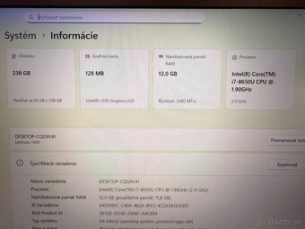 Notebook Dell Latitude 7490 i7-8650U / 12GB RAM / 256GB SSD - 8
