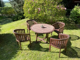 Zahradní stůl s křesílky – materiál teak - 8