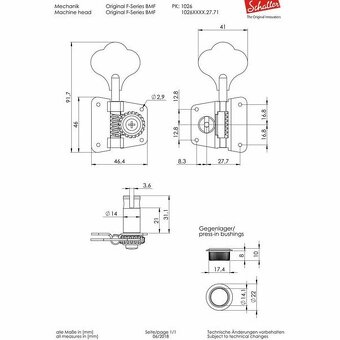 Predam basgitarove mechaniky SCHALLER cierny chrom - 8