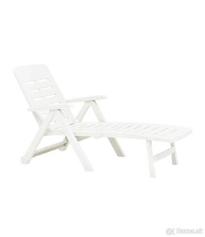 Skladacie záhradné ležadlo, plast, biele - 8