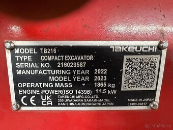 Minibagr Takeuchi TB 216 - 8
