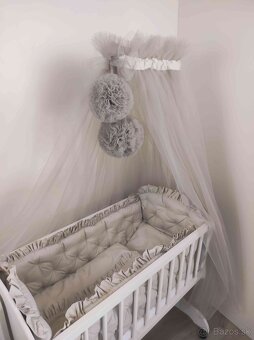 Detská kolíska + komplet výbava  + baldachýn POM - 8