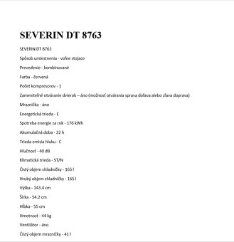 Chladnička s mrazničkou SEVERIN DT 8763, jemne poškodená - 8