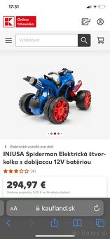 Elektrická štvorkolka s dobíjacou 12V batériou (INJUSA) - 8