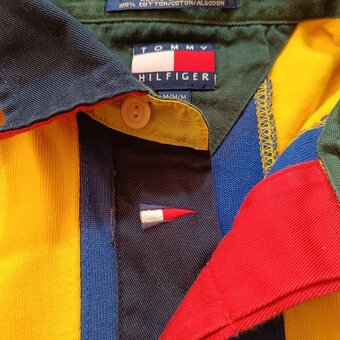 Tommy Hilfiger vintage 90s pruhovaná polokošeľa dlhý rukáv M - 8