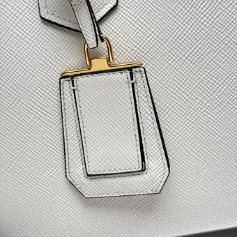 White/Black Prada Double medium Saffiano leather bag - 8