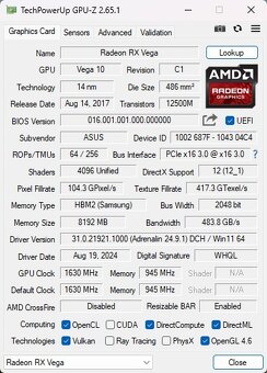 ASUS ROG STRIX RX VEGA 64 GAMING OC 8GB - 8