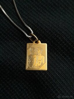 Zlatý prívesok Blížencov so striebornou retiazkou - 8